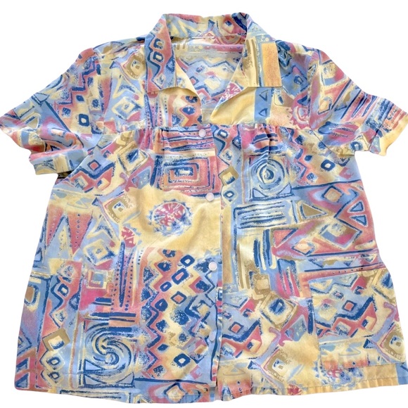Vintage Other - ✦ Vintage ✦ Colorful Retro Unisex Button Down Short Sleeve Shirt | Size M